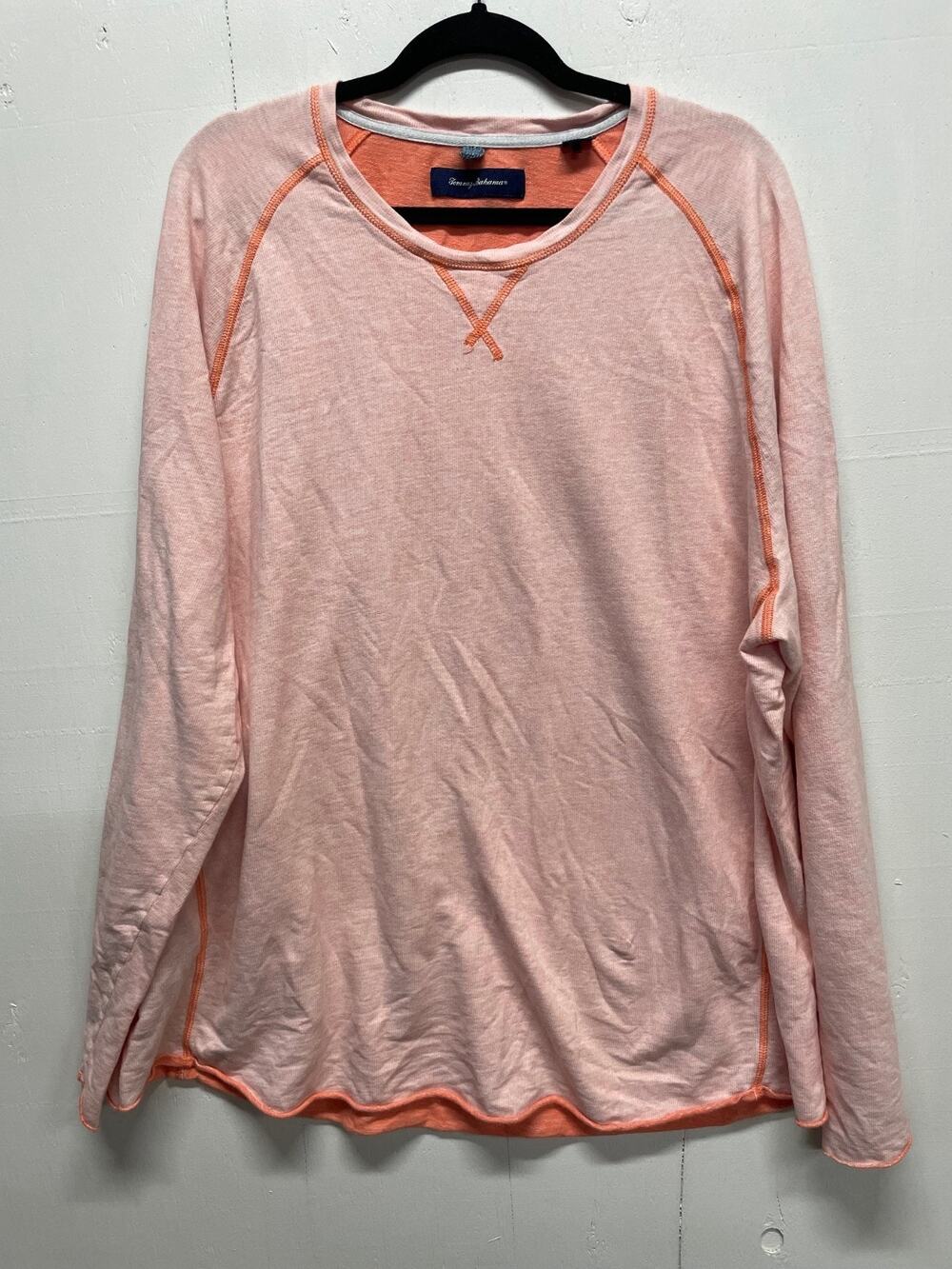 Tommy Bahama Men's Long Sleeve Pullover Size 3X Light Orange 100% Cotton